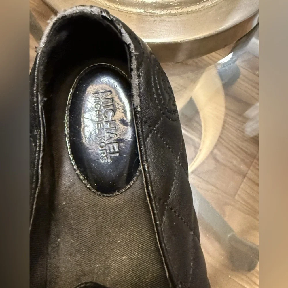 Michael Kors Quilted Heel Slip-On Leather Sneakers Women's Size 6 Black White